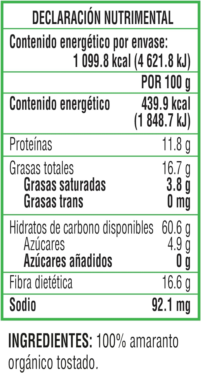Amaranto natural orgánico 250gr