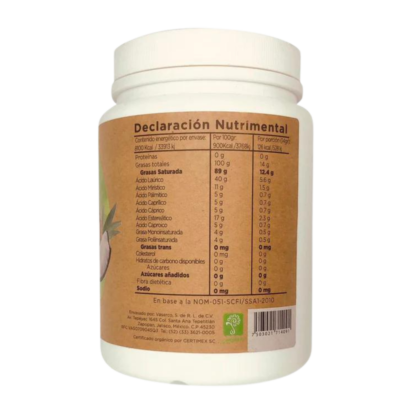 Aceite de coco orgánico sin sabor 1 l