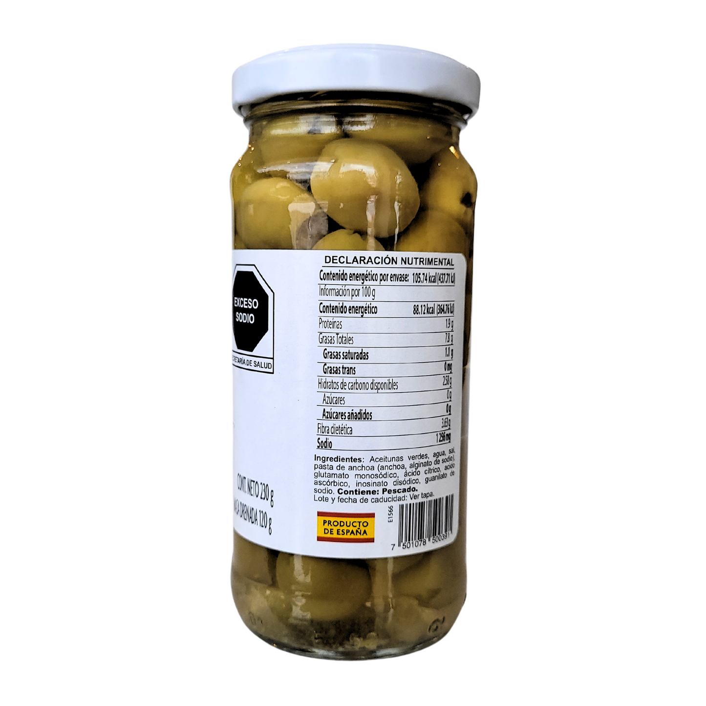Aceitunas rellenas con pasta de anchoa Pasiega 12/230 gr