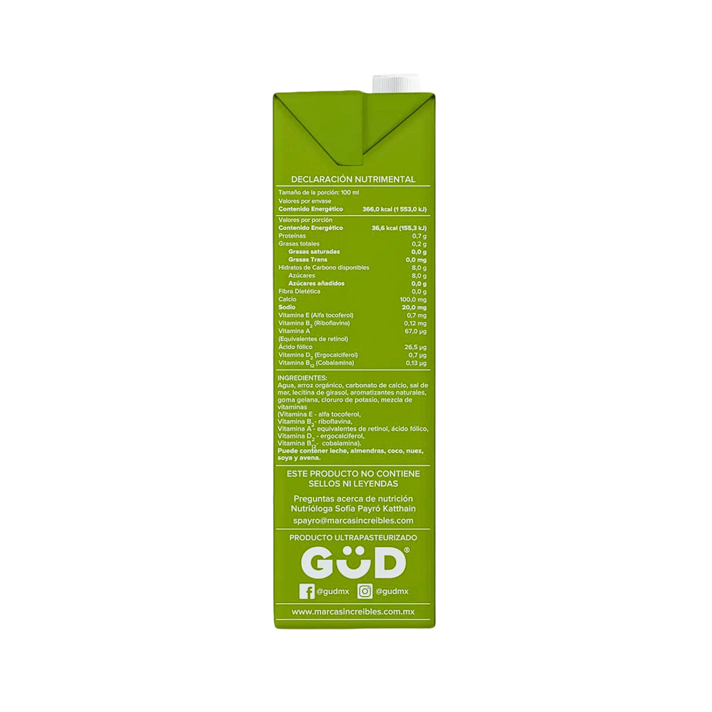 Alimento liquido arroz sin azúcar GÜD 1 lt slim