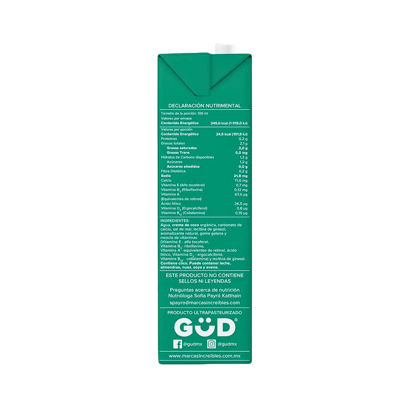 Alimento liquido coco GÜD sin azúcar 1 L