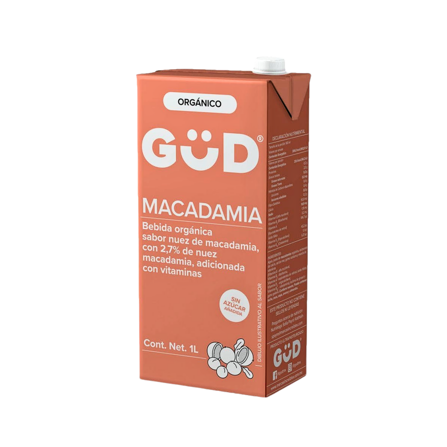 Alimento liquido macadamia sin azúcar GÜD 1 lt