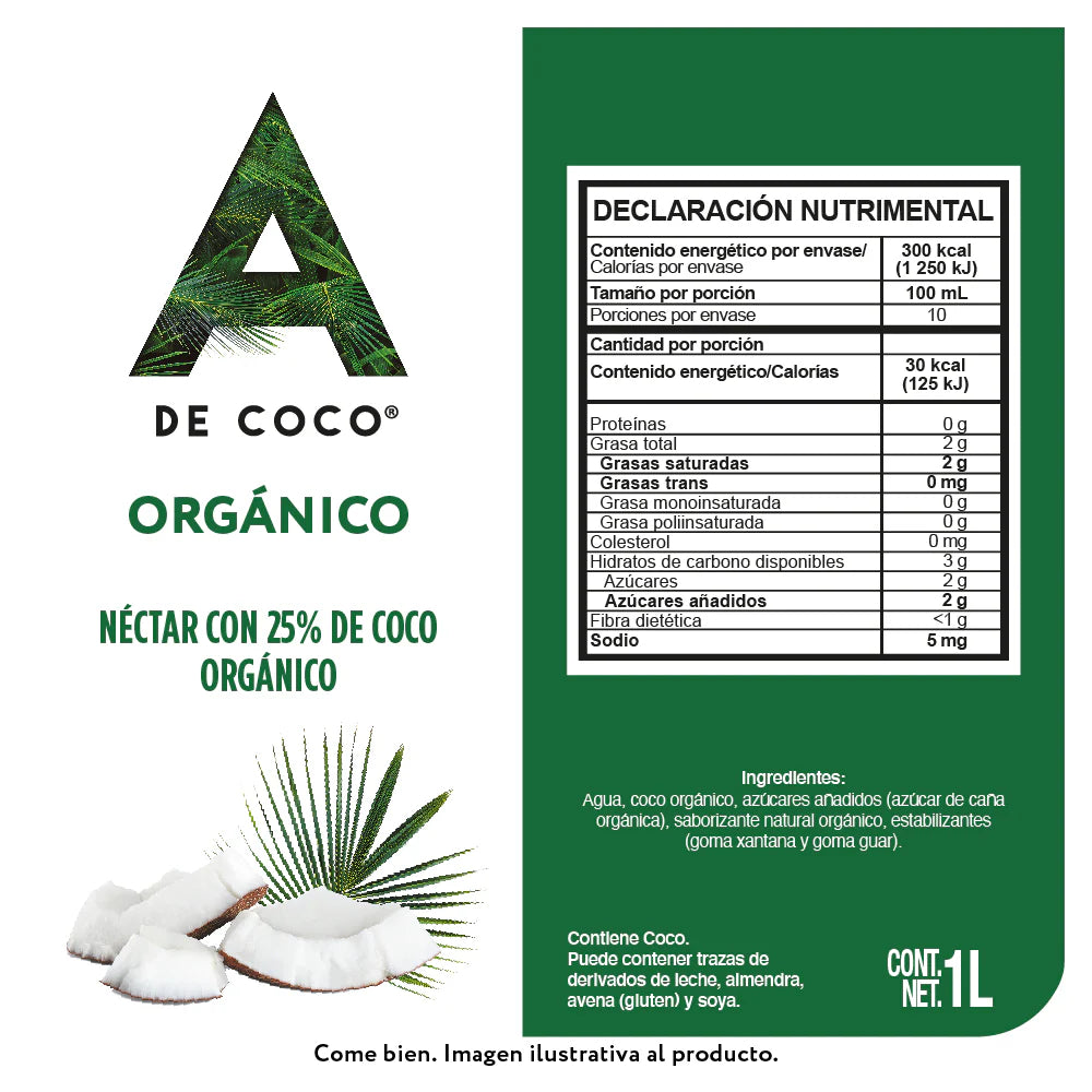 Alimento líquido de coco orgánico 1L
