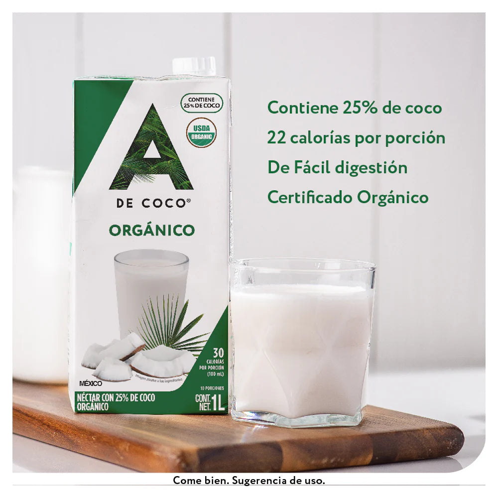 Alimento líquido de coco orgánico 1L