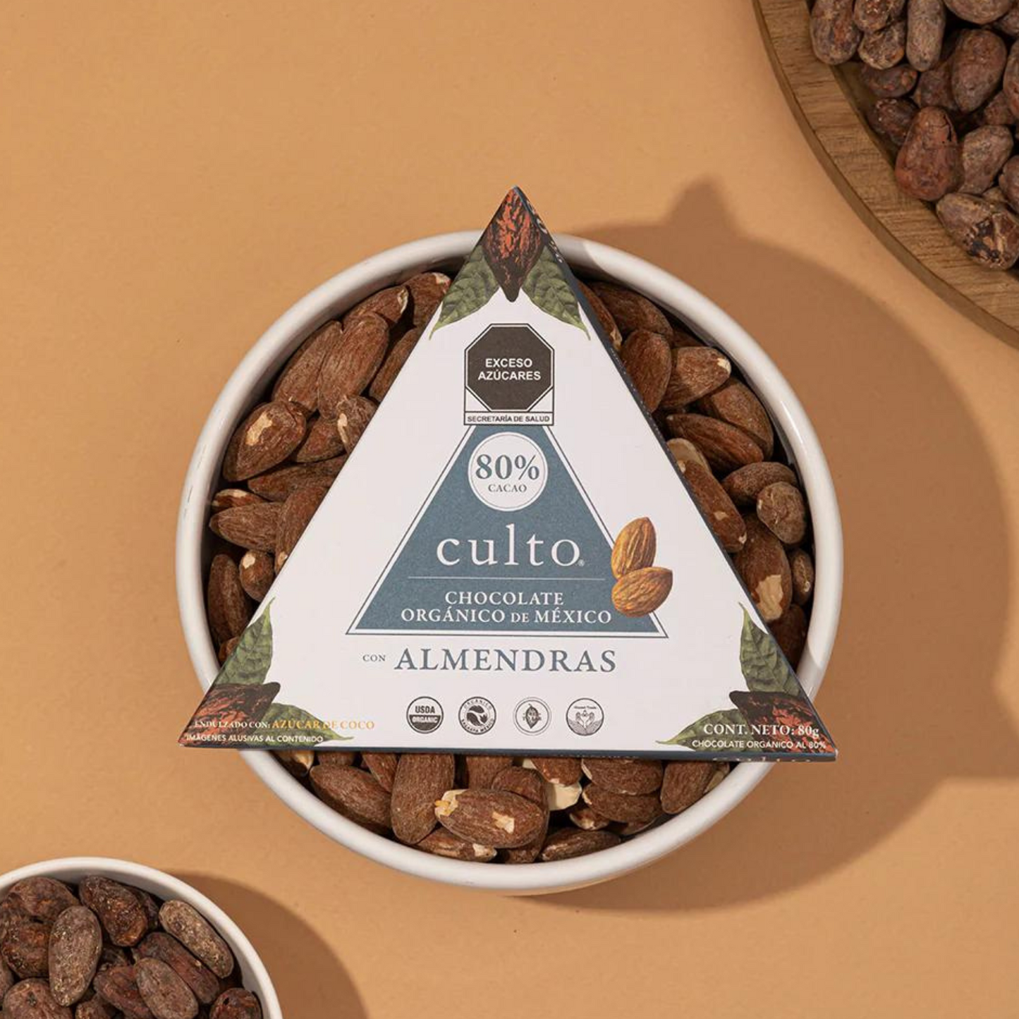 Barra de chocolate 80% con almendra - 80gr