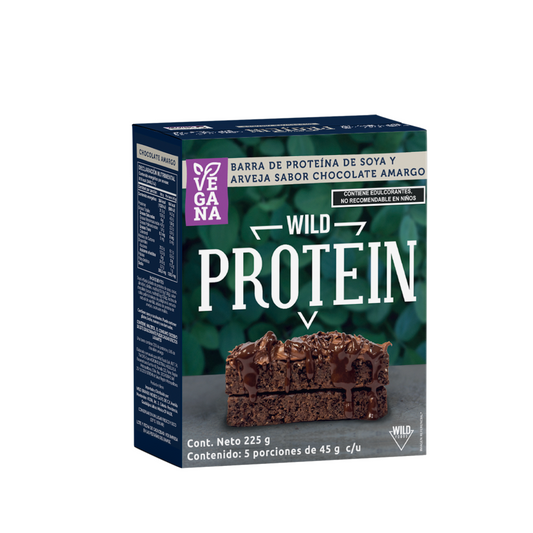 Barra de proteína chocolate amargo vegana 5pz de 45gr