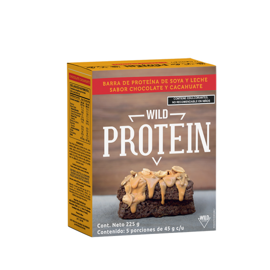 Barra de proteína chocolate cacahuate 5pz de 45gr
