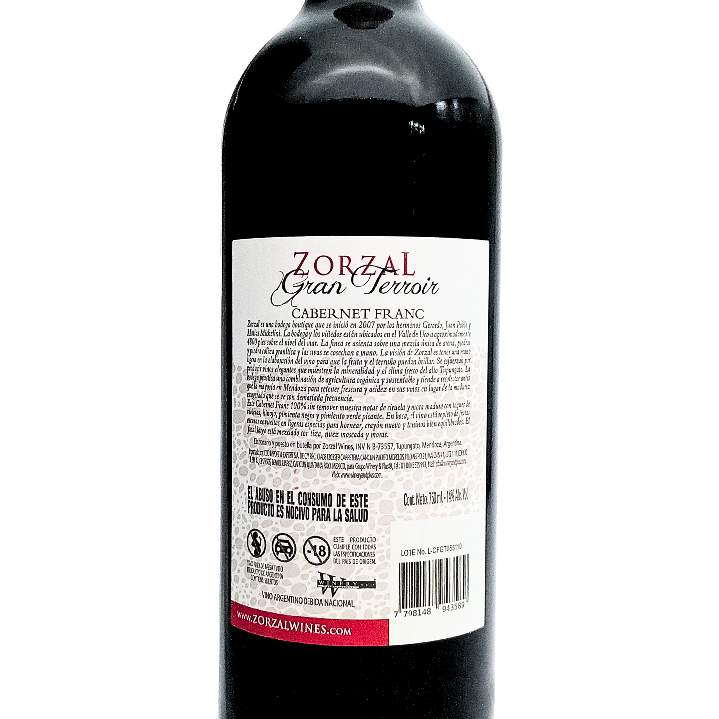 Zorzal Cabernet Franc Gran Terroir vino tinto 750 ml