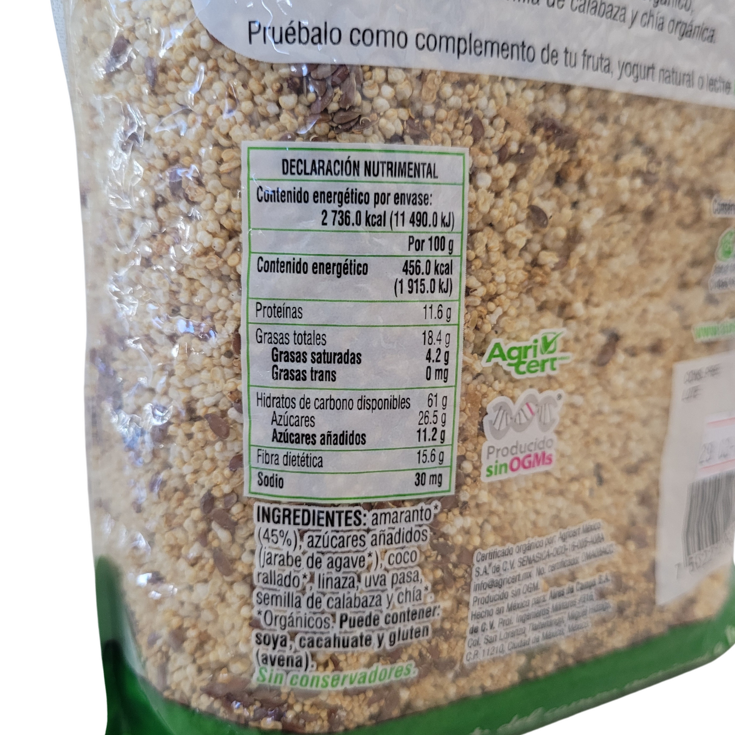 Granola  de amaranto orgánicos 600gr
