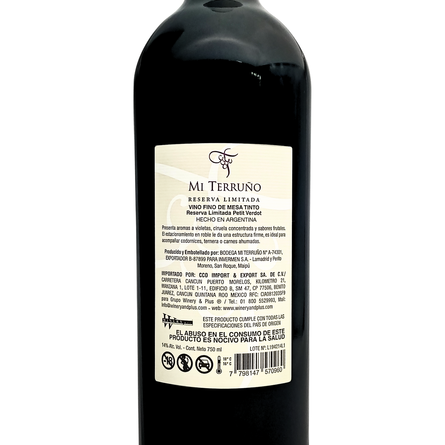 Mi terruño Limited Reserve Petit Verdot vino tinto 750 ml