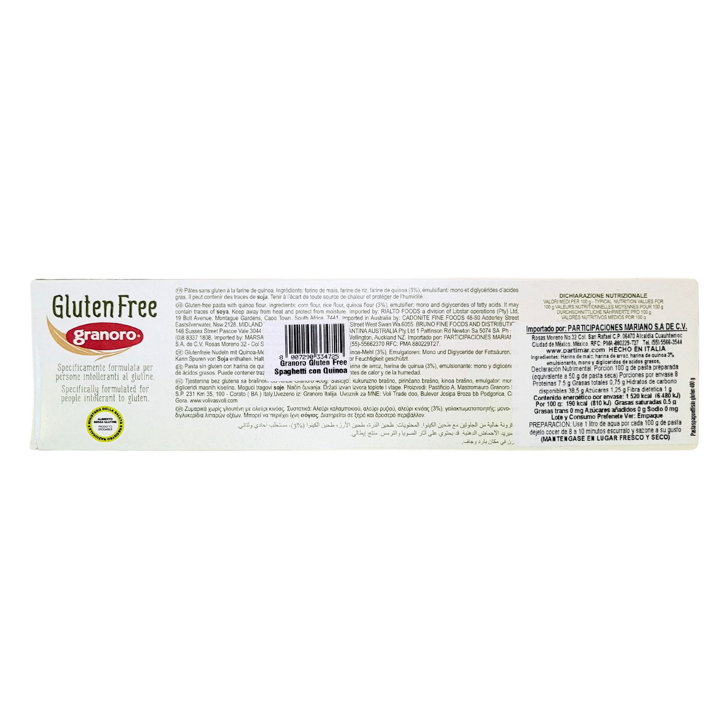 Spaghetti libre de gluten 400 gr Granoro