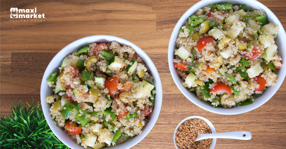 Ensalada de quinoa, vegetales y frutos secos