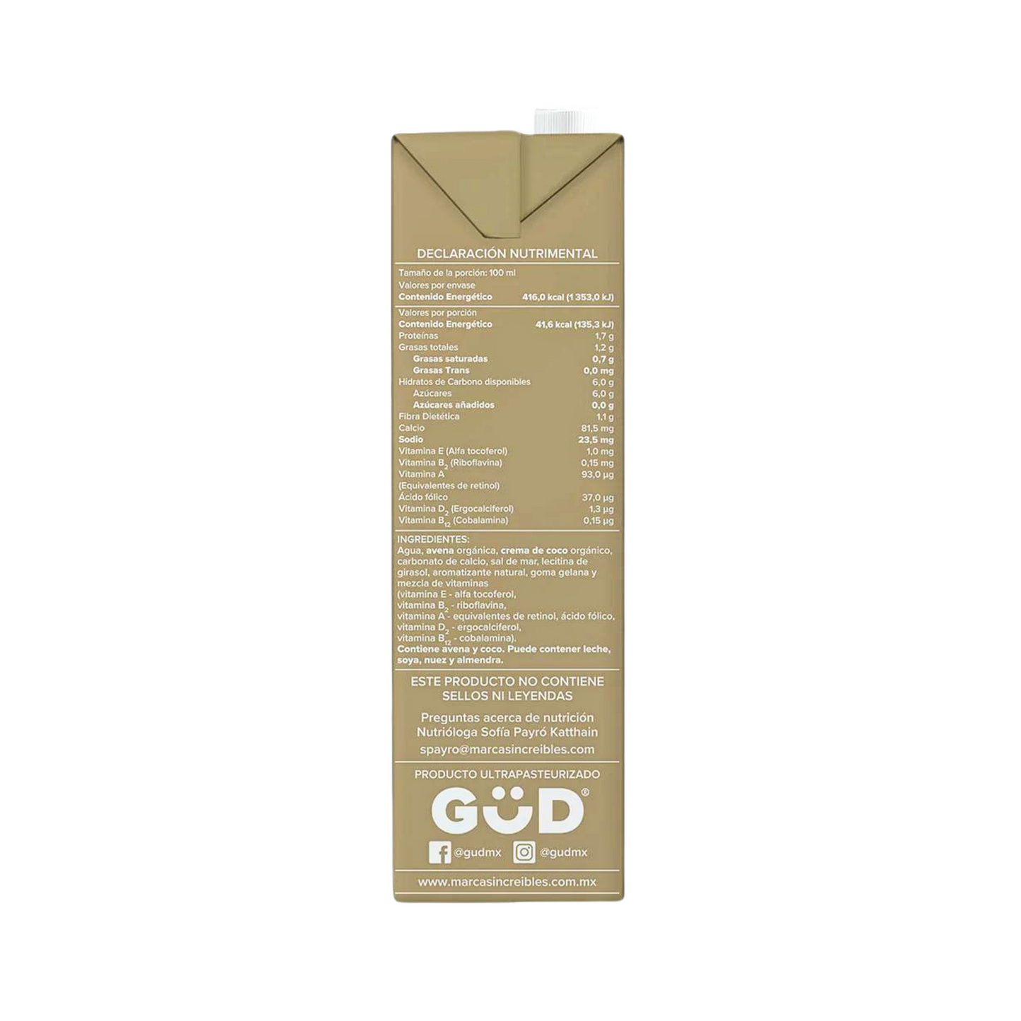 Güd oatmeal liquid food without sugar 1 lt