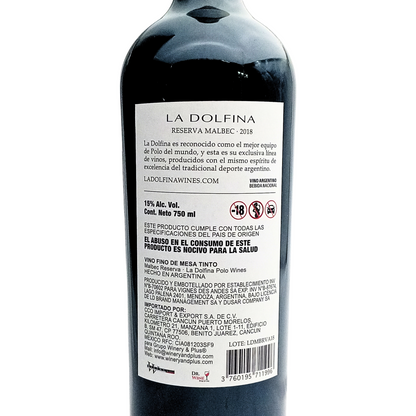 La dolfina polo wines malbec reserva red wine 750 ml