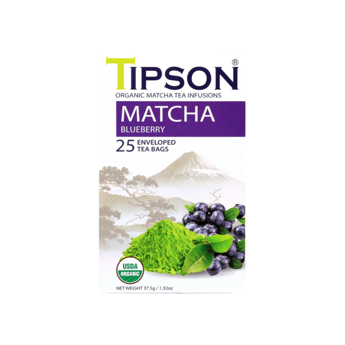 Organic matcha and blueberry infusion 25 sachets